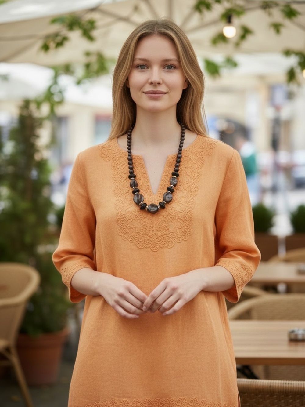 Vintage Marbled Resin Statement Necklace – Chunky Beads & Gold‑Tone Accents - Picture 9 of 12